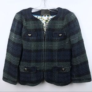 Tevrow+Chase | Plaid Tweed 3/4 Sleeve Wool Blazer